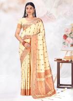 Silk Ivory White Wedding Wear Weaving Saree